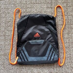 Adidas Black Drawstring Backpack with Orange accents